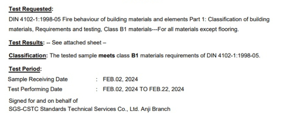 Fire retardant test for fabric
