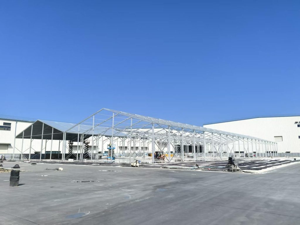 erect warehouse tent for expanding  storage space in Xingyu