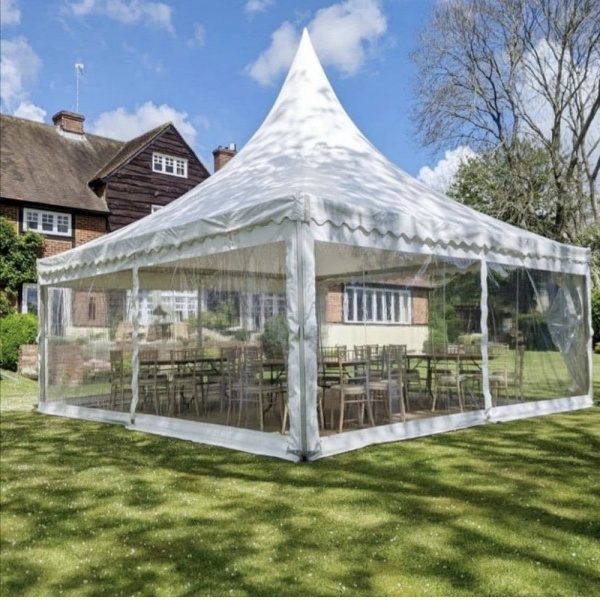 pagoda tent with transparent side walls for backyard