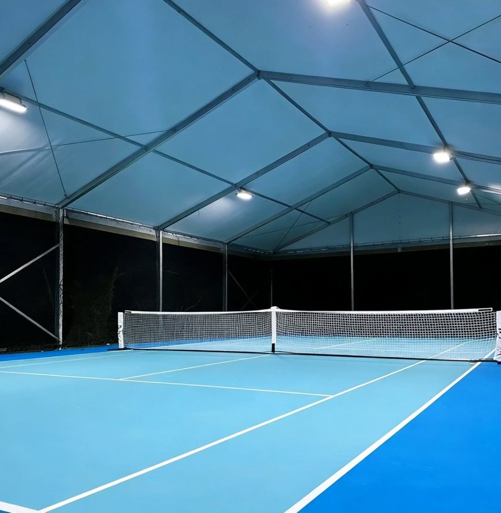 Pickleball court tent cost — semi-permanent clearspan fabric structure cover