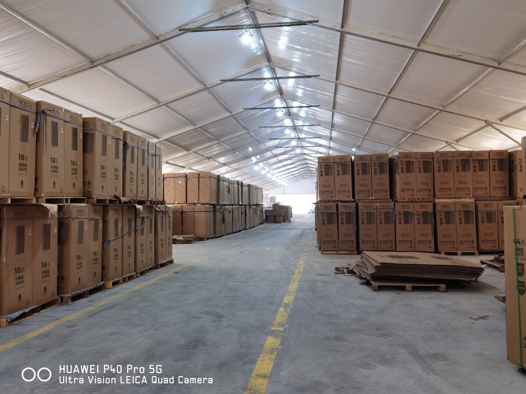 Industrial shelter structure for factory storage